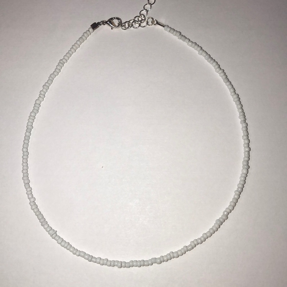 White Seed Bead Beachy Puka Shell Necklace